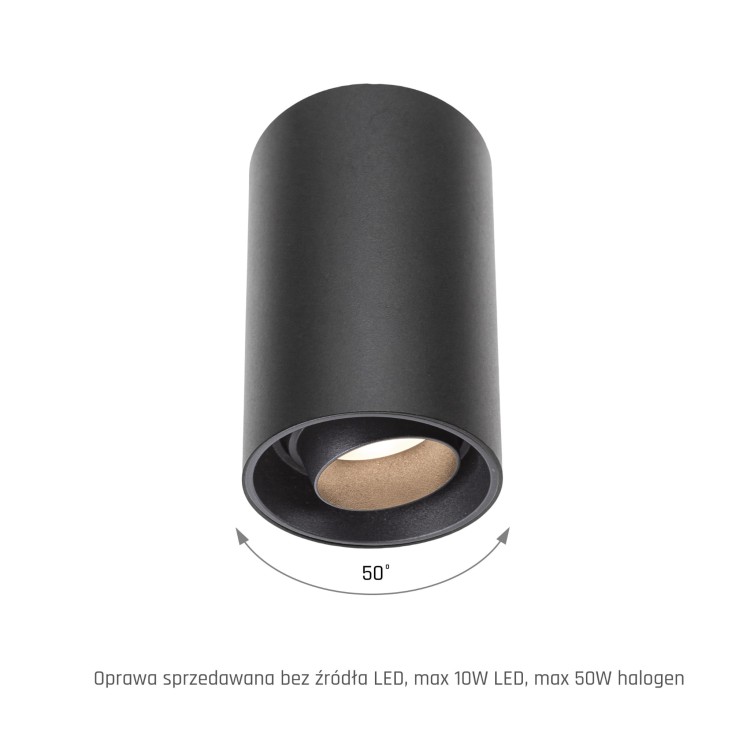 CHLOE GU10 Spot Natynkowa GU10 250V IP20 80x130mm Czarny okrągła Ruchoma SLIP004007 SPECTRUM LED