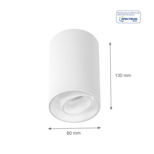 CHLOE GU10 Spot Natynkowa GU10 250V IP20 80x130mm białe Biały okrągłe okrągła Ruchoma SLIP004008 SPECTRUM LED