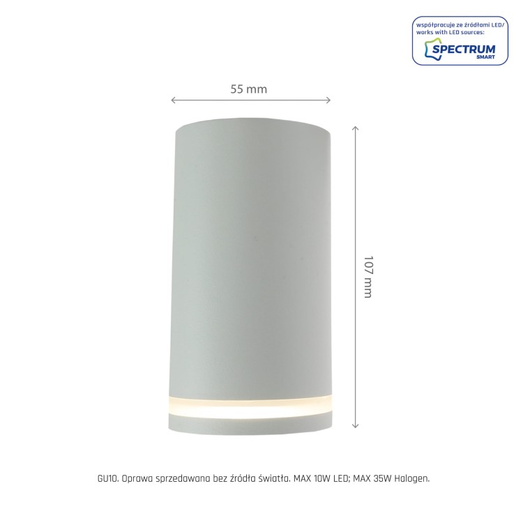 CHLOE MINI RING Natynkowa GU10 230V IP20 fi55*107mm Biały nieruchoma SLIP005043 SPECTRUM LED spot