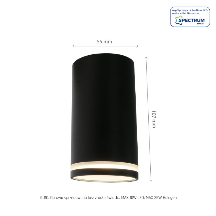CHLOE MINI RING Natynkowa GU10 230V IP20 fi55*107mm Czarny nieruchoma SLIP005044 SPECTRUM LED spot