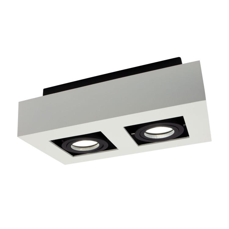 Oprawa sufitowa downlight MIRORA GU10 X2 Natynkowa GU10 250V IP20 255X145X85 mm Biały Czarny Prostokątna Ruchoma SLIP005046 SPECTRUM LED