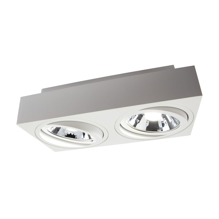 Oprawa sufitowa downlight MIRORA AR111 X2 Natynkowa GU10 250V IP20 293X145X 85mm Biały Prostokątna Ruchoma SLIP005049 SPECTRUM LED