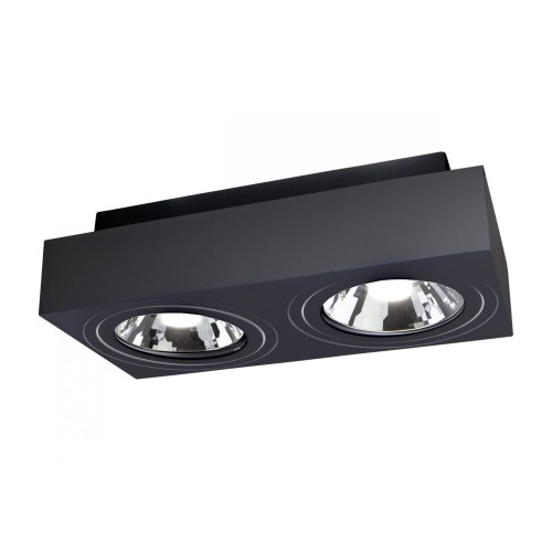 Oprawa sufitowa downlight MIRORA AR111 X2 Natynkowa GU10 250V IP20 293X145X 85mm Czarny Prostokątna Ruchoma SLIP005050 SPECTRUM LED