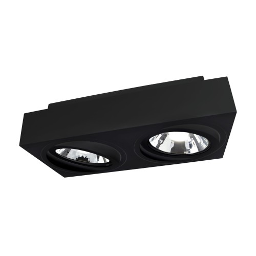 Oprawa sufitowa downlight MIRORA AR111 X2 Natynkowa GU10 250V IP20 293X145X 85mm Czarny Prostokątna Ruchoma SLIP005050 SPECTRUM LED