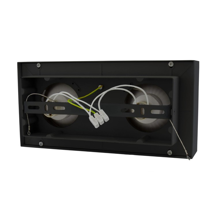Oprawa sufitowa downlight MIRORA AR111 X2 Natynkowa GU10 250V IP20 293X145X 85mm Czarny Prostokątna Ruchoma SLIP005050 SPECTRUM LED