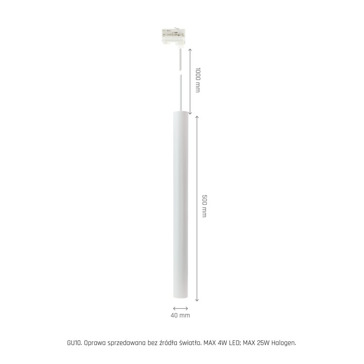 Lampa szynowa wisząca punktowa CHLOE SLIM MR11 Zwieszana Szynoprzewód 3F 250V IP20 40x500+1m kabel Biały regulowany kąt świecenia SLIP005051 SPECTRUM LED szynoprzewodu