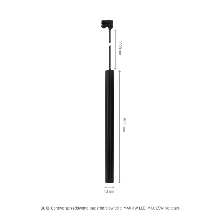 Lampa szynowa wisząca punktowa CHLOE SLIM MR11 Zwieszana Szynoprzewód 3F 250V IP20 40x500+1m kabel Czarny regulowany kąt świecenia SLIP005052 SPECTRUM LED szynoprzewodu