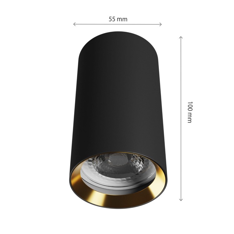 CHLOE VARIOSA GU10 Natynkowa GU10 230V IP20 55x100MM Czarny Środek Złoty okrągła SLIP005061 SPECTRUM LED spot