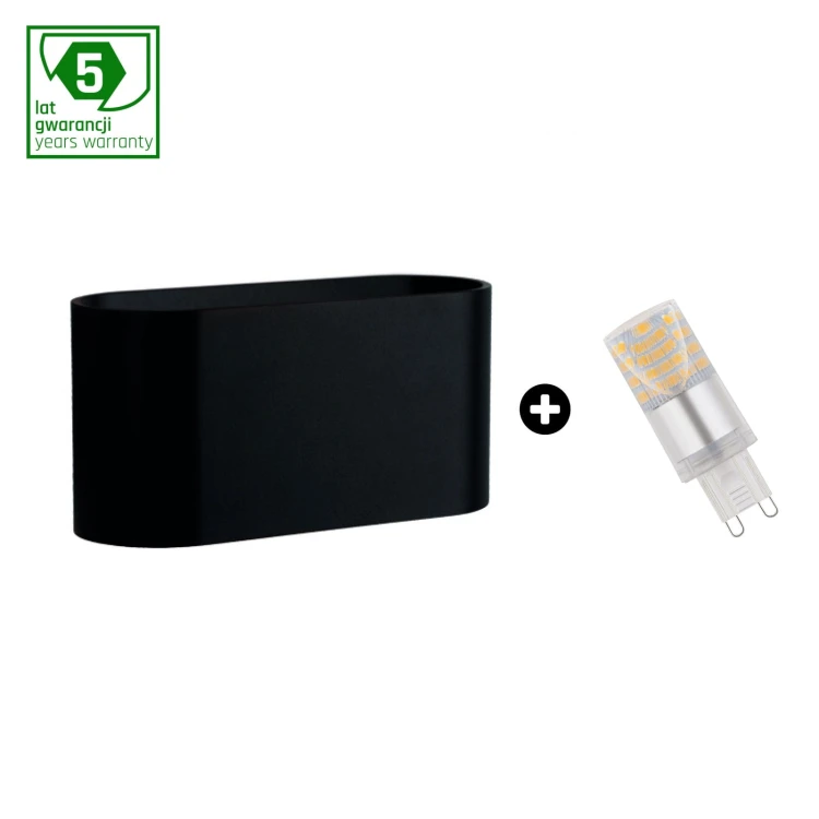 Pakiet 5 Lat Gwarancji: Oprawa SQUALLA G9 Czarna+ Żarówka LED G9 4W CW ( SLIP006010 + WOJ+14435 ) SLIP006010_WOJ+14435 SPECTRUM LED
