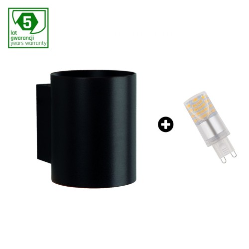 Pakiet 5 Lat Gwarancji: Oprawa SQUALLA G9 tuba Czarna + Żarówka LED G9 4W CW ( SLIP006012 + WOJ+14435 ) SLIP006012_WOJ+14435 SPECTRUM LED