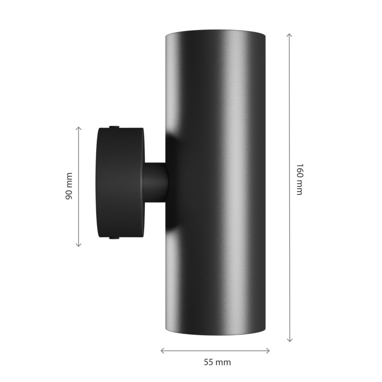 Lampa ścienna SQUALLA VARIOSA TUBO 2XGU10 Kinkiet 230V IP20 55X160X90mm Czarny Okrągła SLIP006018 SPECTRUM LED