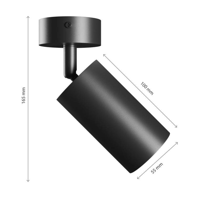 Lampa ścienno-sufitowa SQUALLA VARIOSA GU10 Kinkiet 230V IP20 55x100x165MM Czarny Okrągła SLIP006020 SPECTRUM LED