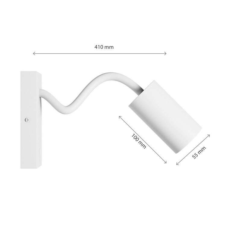 Kinkiet z włącznikiem SQUALLA VARIOSA FLEXI SWITCH GU10 230V IP20 55x100x410MM białe Biały okrągłe okrągła SLIP006023 SPECTRUM LED do sypialni