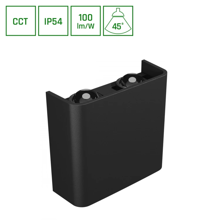 LUNARIX 2 Kinkiet 4W CCT 230V IP54 RA90 110X110X40 MM Czarny, świeci góra/dół SLIP007018 SPECTRUM LED