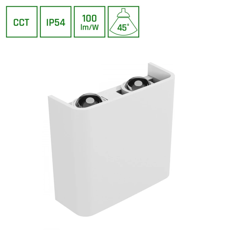 LUNARIX 2 Kinkiet 4W CCT 230V IP54 RA90 110X110X40MM Biały świeci góra/dół SLIP007019 SPECTRUM LED