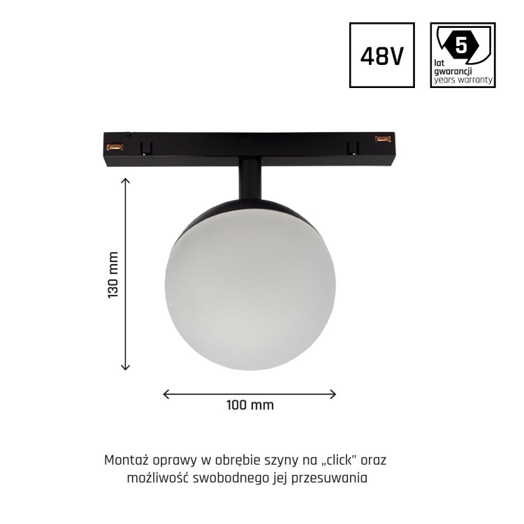 System SHIFT SMART- GLOBE Oprawa Kula fi100x130mm 5W 165st czarny CCT/DIM 5 Lat Gwarancji WLD+40000_SMART WOJNAROWSKI Lighting