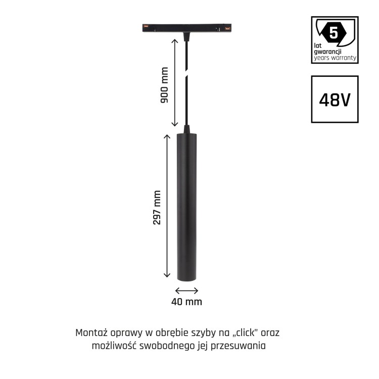 System SHIFT SMART- HANGIT Oprawa Zwis 40x297 (900mm kabel) 12W 25st czarny CCT/DIM 5 Lat Gwarancji WLD+40006_SMART WOJNAROWSKI Lighting