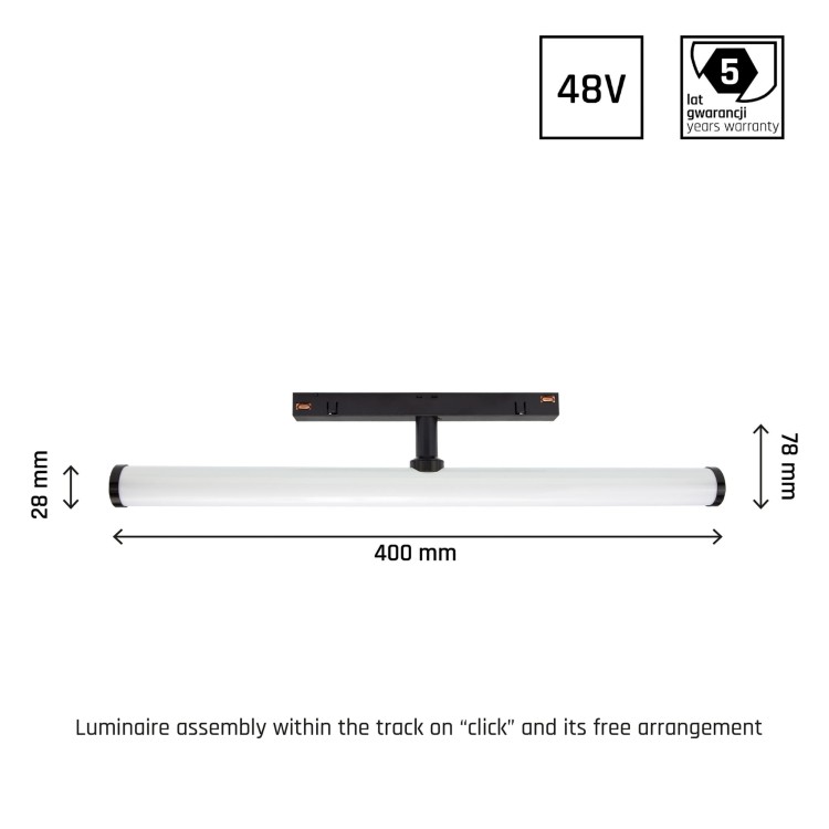 System SHIFT SMART- BEAM regulowana 28x400x75mm 12W 150st czarny CCT/DIM 5 Lat Gwarancji WLD+40007_SMART WOJNAROWSKI Lighting