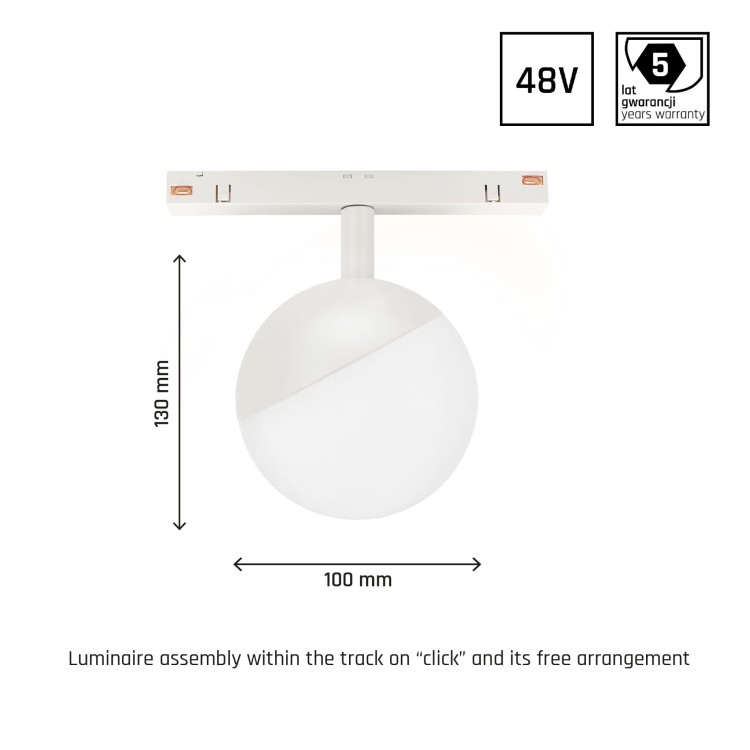 System SHIFT SMART- GLOBE Oprawa Kula fi100x130mm 5W 165st biała CCT/DIM 5 Lat Gwarancji WLD+40033_SMART WOJNAROWSKI Lighting