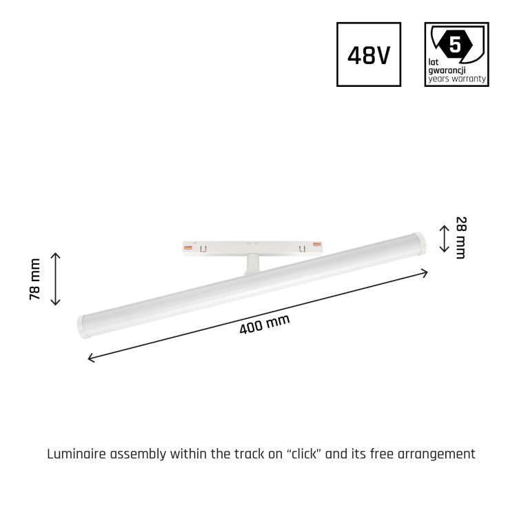 System SHIFT SMART- BEAM regulowana 28x400x75mm 12W 150st biała CCT/DIM 5 Lat Gwarancji WLD+40036_SMART WOJNAROWSKI Lighting