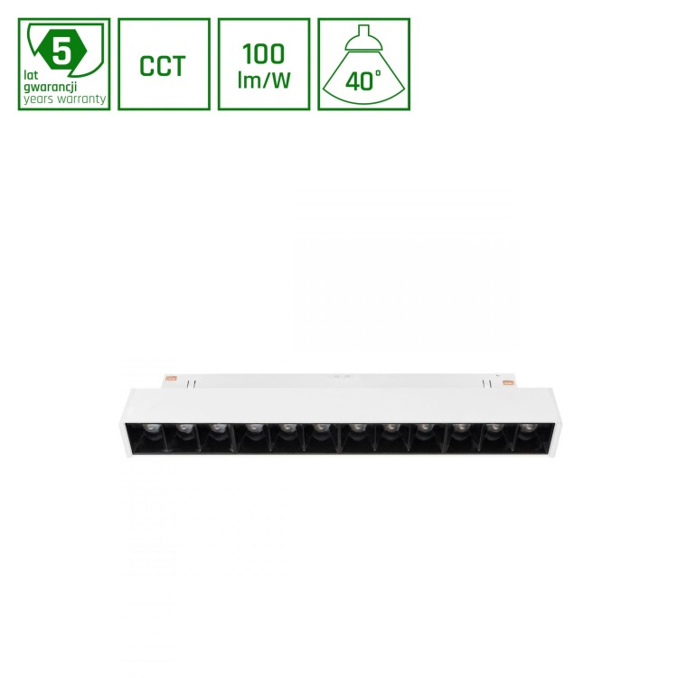 System SHIFT SMART- GRID S Oprawa liniowa 220x23x42 12W 40st biała CCT/DIM 5 Lat Gwarancji WLD+40040_SMART WOJNAROWSKI Lighting
