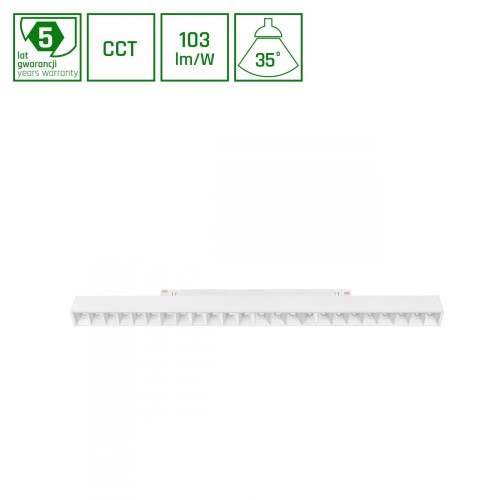 System SHIFT CCT- GRID L Oprawa Liniowa 440X23X42MM 22W 40ST Biały CCT SWITCH 5 Lat Gwarancji WLD+40042_CCT WOJNAROWSKI Lighting