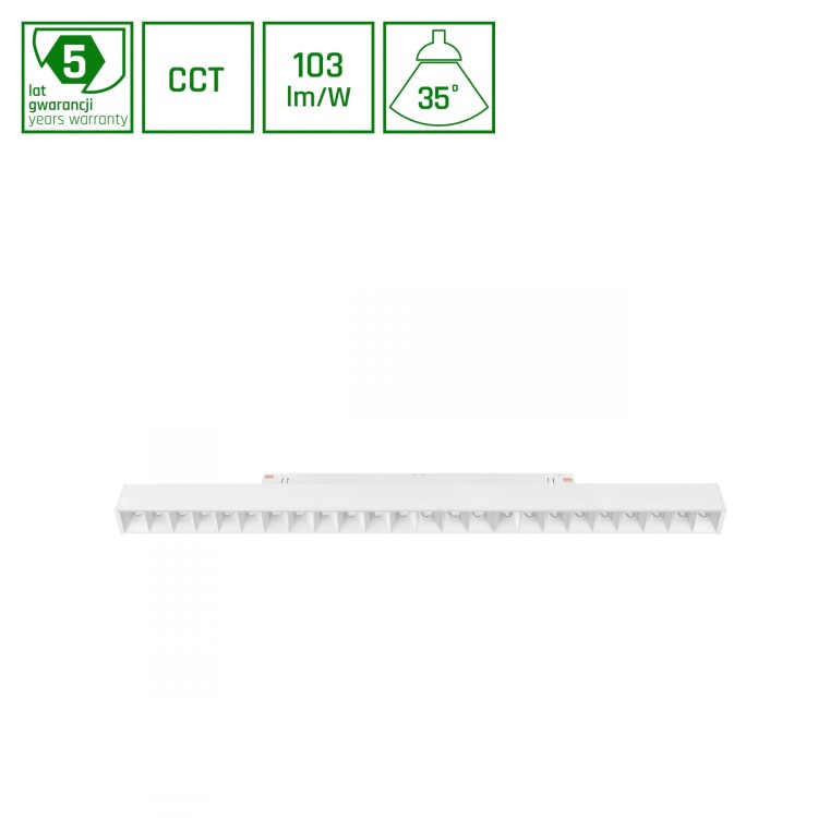 System SHIFT CCT- GRID L Oprawa Liniowa 440X23X42MM 22W 40ST Biały CCT SWITCH 5 Lat Gwarancji WLD+40042_CCT WOJNAROWSKI Lighting