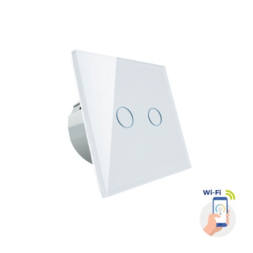 Włącznik światła dwustrefowy Biały Wi-Fi SMART WOJ+05416 SPECTRUM LED