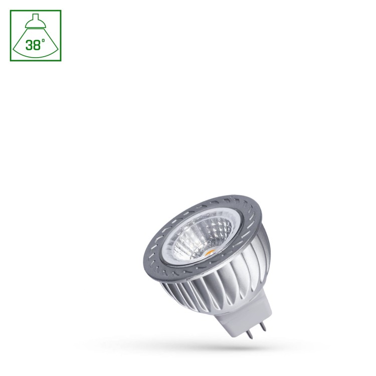 Żarówka LED MR16 12V 4W COB 38 st WW z SZYBKĄ WOJ+13050 SPECTRUM LED