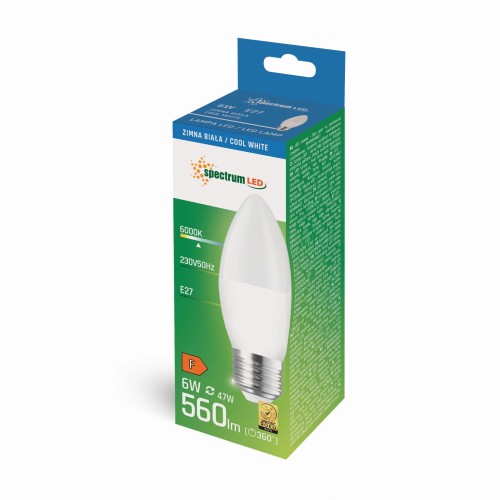 Żarówka LED świecowa świeczka E-27 E27 230V 6W CW WOJ+13062 SPECTRUM LED