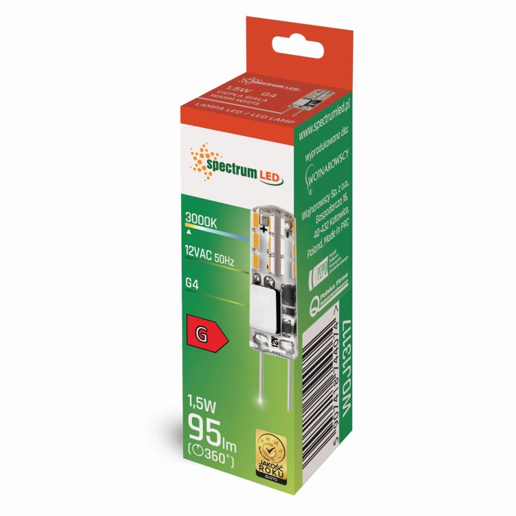 Żarówka LED G4 column 12V 1,5W SILIKON WW WOJ+13117 SPECTRUM LED