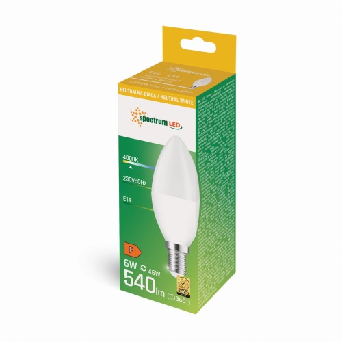 Żarówka LED świecowa świeczka E-14 E14 230V 6W NW WOJ+13758 SPECTRUM LED