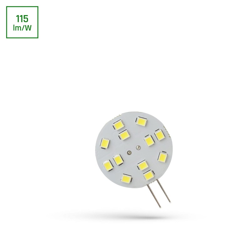 Żarówka LED G4 12V 2W 12 LED CW 30mm WOJ+13783 SPECTRUM LED