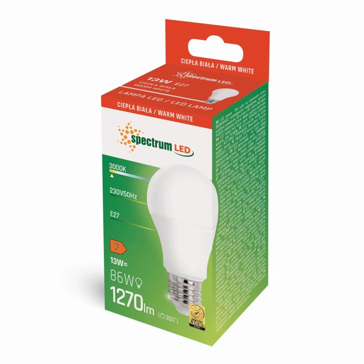 Żarówka LED GLS E-27 E27 230V 13W WW WOJ+13892 SPECTRUM LED