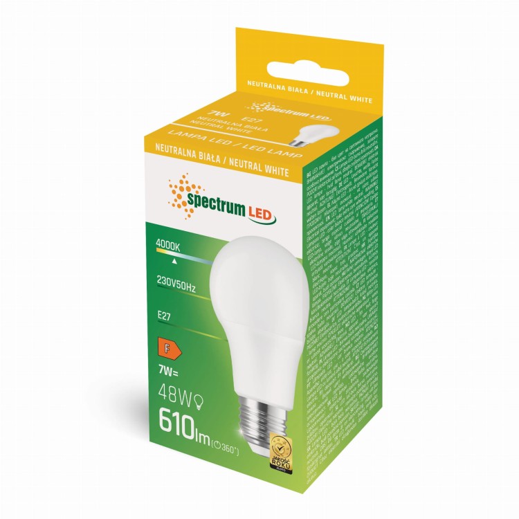 Żarówka LED GLS E-27 E27 230V 7W NW WOJ+13897 SPECTRUM LED