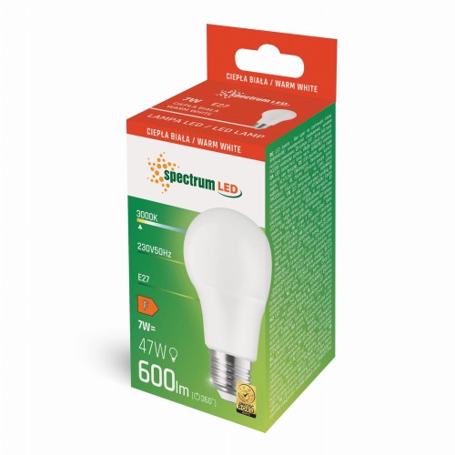 Żarówka LED GLS E-27 E27 230V 7W WW WOJ+13900 SPECTRUM LED