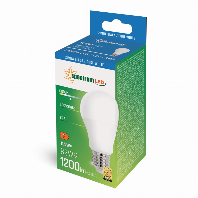 Żarówka LED GLS E-27 E27 230V 11,5W CW WOJ+13909_220ST SPECTRUM LED