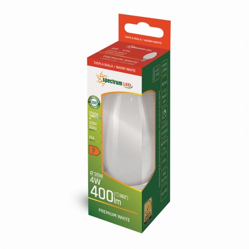 Żarówka LED świecowa świeczka E-14 E14 230V 4W COG WW MILKY WOJ+14069 SPECTRUM LED