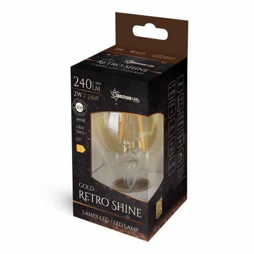 Żarówka LED GLS E-27 E27 230V 2W COG WW RETROSHINE WOJ+14077 SPECTRUM LED