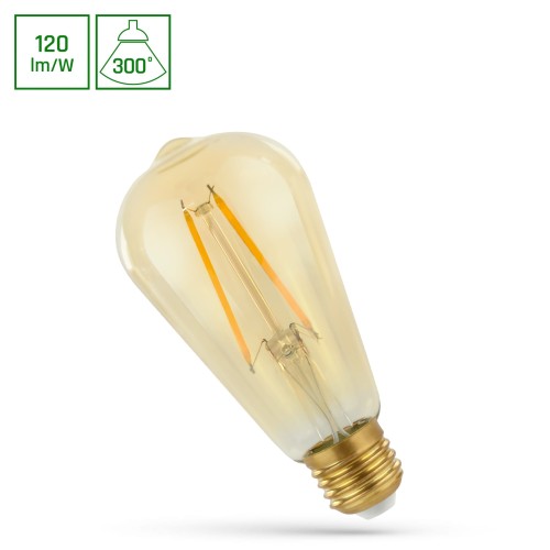 Żarówka LED E-27 E27 ST64 230V 2W COG WW RETROSHINE WOJ+14079 SPECTRUM LED