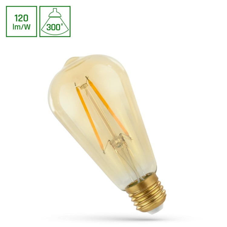 Żarówka LED E-27 E27 ST64 230V 2W COG WW RETROSHINE WOJ+14079 SPECTRUM LED
