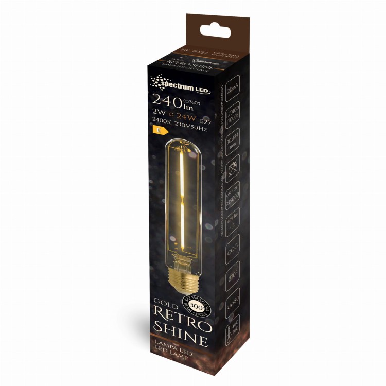 LED T30 Żarówka E-27 E27 230V 2W COG WW RETROSHINE WOJ+14080 SPECTRUM LED