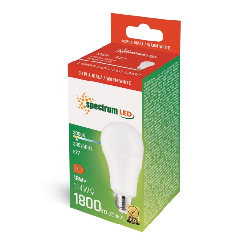 Żarówka LED GLS E-27 E27 230V 18W WW A70 WOJ+14248_A70 SPECTRUM LED