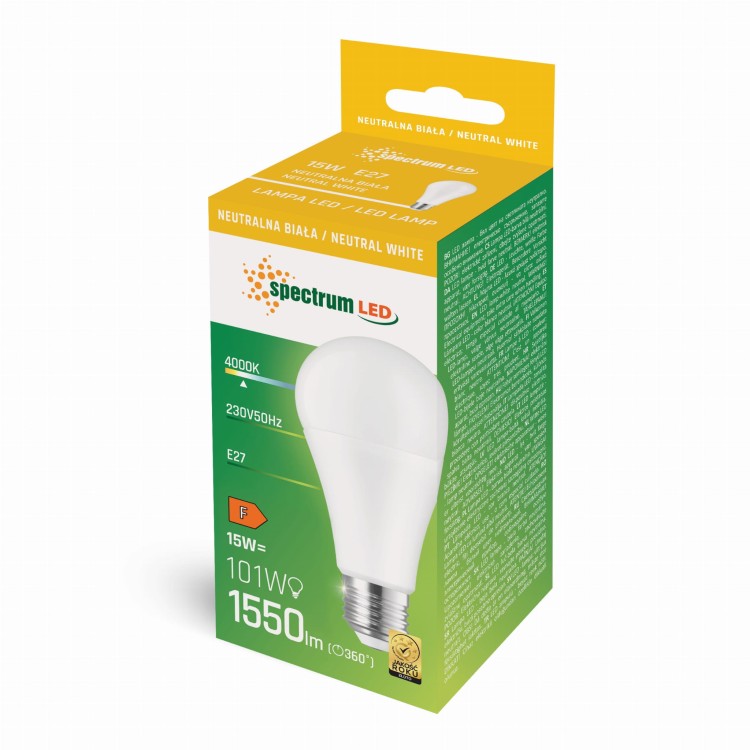 Żarówka LED GLS E-27 E27 230V 15W NW WOJ+14262 SPECTRUM LED