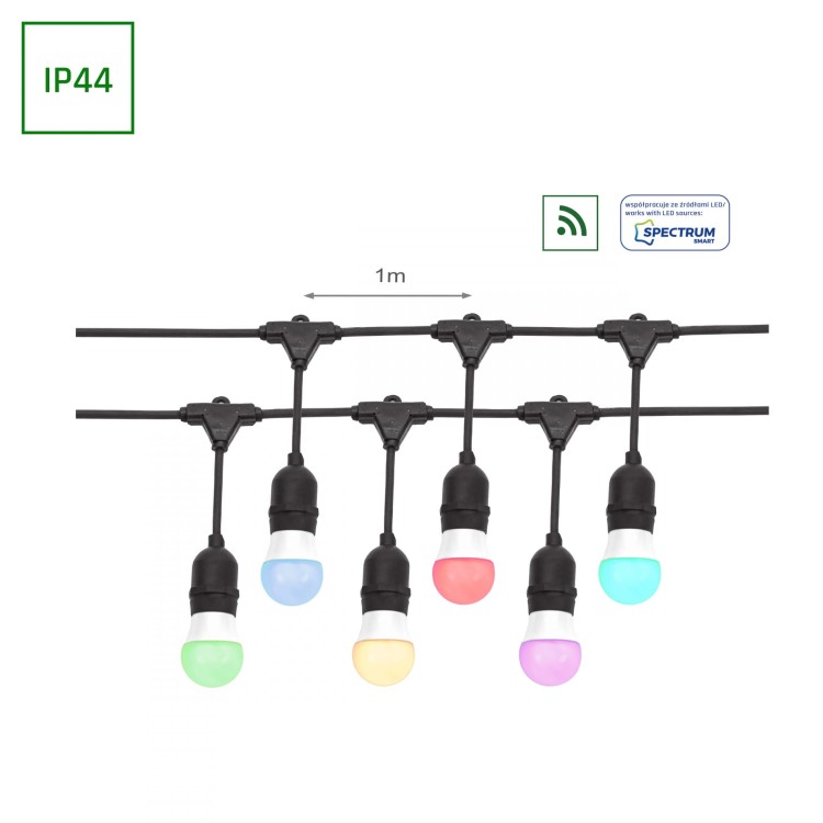 GIRLANDA 250V IP44 9550mm 10xE27 Czarny łączona WOJ+14342 SPECTRUM LED
