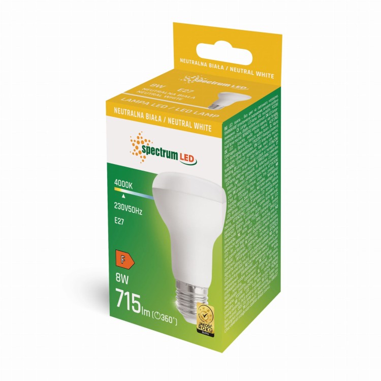Żarówka LED E-27 E27 R-63 230V 8W NW WOJ+14344 SPECTRUM LED