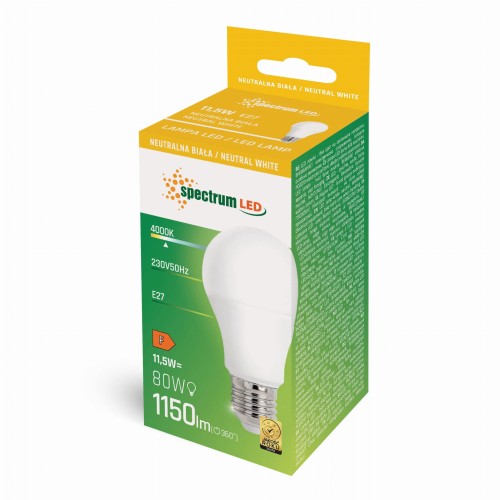 Żarówka LED GLS E-27 E27 230V 11,5W NW WOJ+14347_220ST SPECTRUM LED