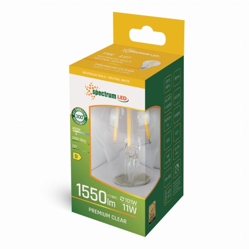 Żarówka LED GLS E-27 E27 230V 11W COG NW CLEAR WOJ+14365 SPECTRUM LED
