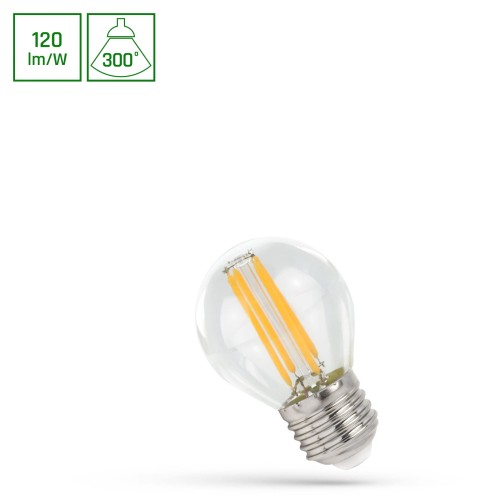 Żarówka LED kulka E-27 E27 230V 5,5W COG WW CLEAR WOJ+14396_5.5W SPECTRUM LED