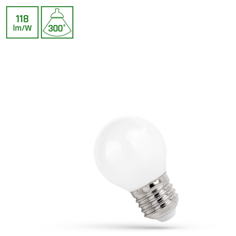 Żarówka LED kulka E-27 E27 230V 5,5W COG NW MILKY WOJ+14399_5.5W SPECTRUM LED